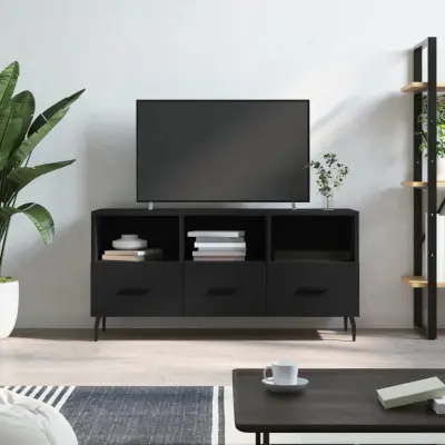 The Living Store TV omarica črna 102x36x50 cm inženirski les - TV Omarica
