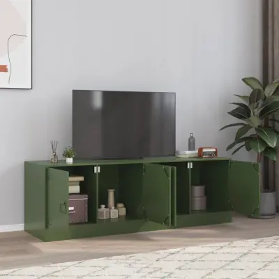 The Living Store TV omarica 2 kosa olivno zelena 67x39x44 cm jeklo - TV Omarica