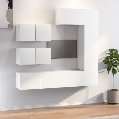 The Living Store Komplet TV omaric 6-delni bel inženirski les - Komplet TV Omaric
