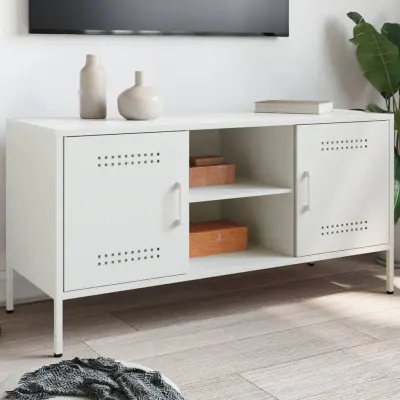 The Living Store TV omarica bela 100,5x39x50,5 cm jeklo - TV Omarica