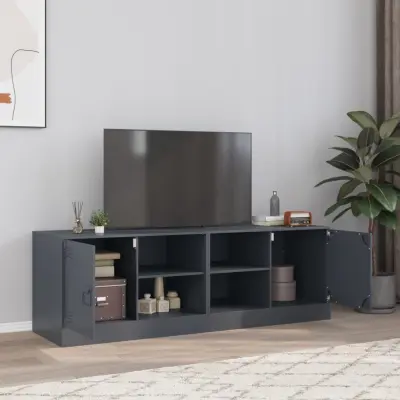 The Living Store TV omarica 2 kosa antracitna 67x39x44 cm jeklo - TV Omarica