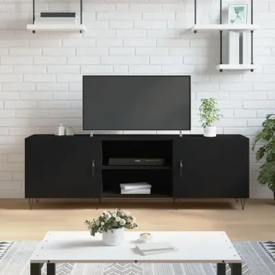 The Living Store TV omarica črna 150x30x50 cm inženirski les - TV Omarica