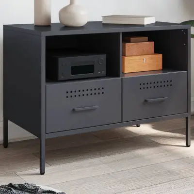 The Living Store TV omarica antracit 68x39x50,5 cm hladno valjano jeklo - TV Omarica