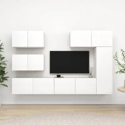 The Living Store Komplet TV omaric 6-delni bela iverna plošča - Komplet TV Omaric