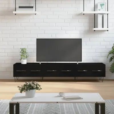 The Living Store TV omarica črna 150x36x30 cm inženirski les - TV Omarica