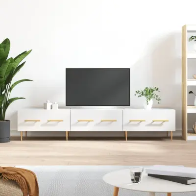 The Living Store TV omarica visok sijaj bela 150x36x30 cm inženirski les - TV Omarica
