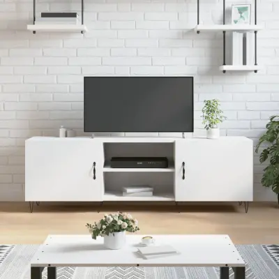 The Living Store TV omarica bela 150x30x50 cm inženirski les - TV Omarica