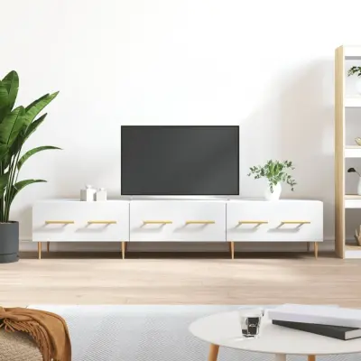 The Living Store TV omarica bela 150x36x30 cm inženirski les - TV Omarica