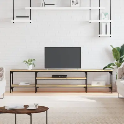 The Living Store TV omarica sonoma hrast 201x35x45 cm inženirski les in železo - TV Omarica