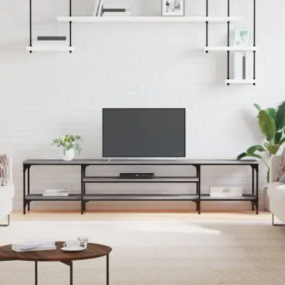 The Living Store TV omarica siva sonoma 201x35x45 cm inženirski les in železo - TV Omarica