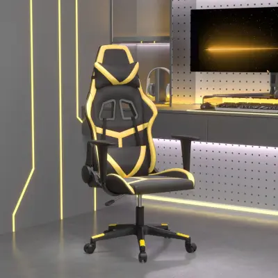The Living Store Gaming stol črno in zlato umetno usnje - Gaming Stol