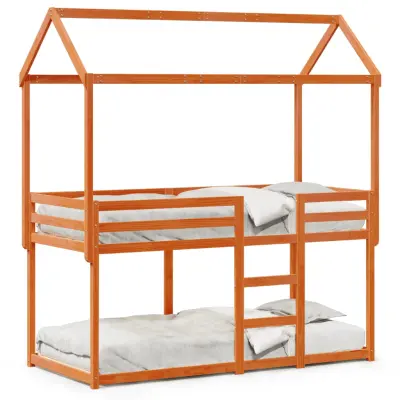 The Living Store Pograd s streho voščeno rjav 80x200 cm trdna borovina - Pograd