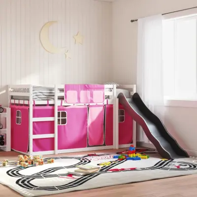 The Living Store Pograd s toboganom in zavesami roza 90x200 cm - Pograd