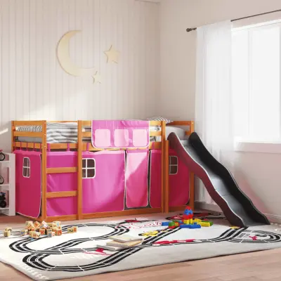 The Living Store Pograd s toboganom in zavesami roza 90x190 cm - Pograd
