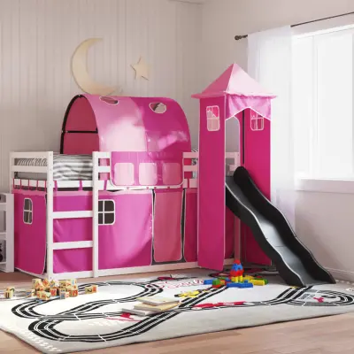 The Living Store Pograd s toboganom in zavesami roza 90x190 cm - Pograd