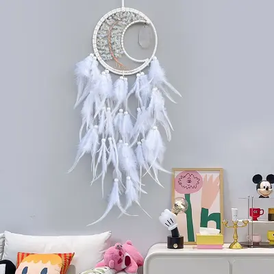Ročno izdelana stenska obešalnik Dreamcatcher White