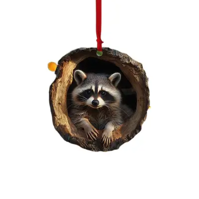 Akrilni rakun ornament - ljubka živalska viseča dekoracija