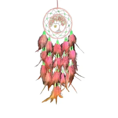 Dreamcatcher kristali in perje za dekoracijo spalnice Pink