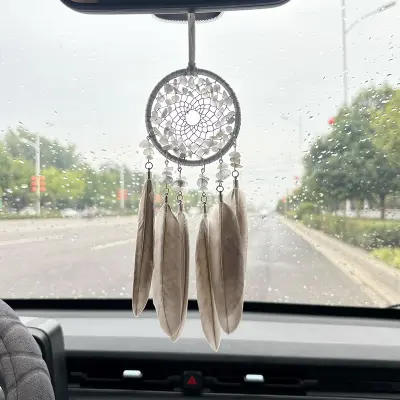 Kristalni obesek za avto - eleganten okras iz perja Grey
