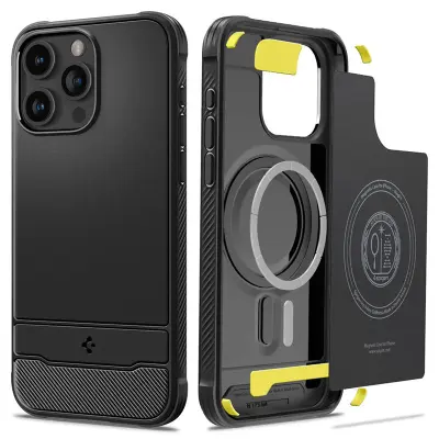 Spigen Rugged Armor MagSafe - ohišje za iPhone 15 Pro (mat črno)
