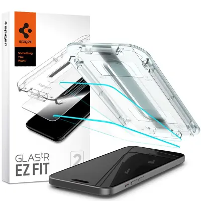 Spigen GLAS.TR EZ FIT 2-Pack - Kaljeno steklo za iPhone 15 / iPhone 16 2 kosa