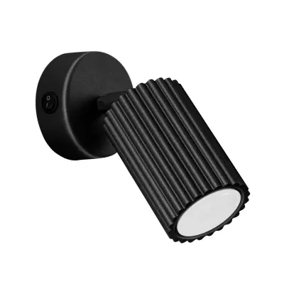 Stenska svetilka KARBON črna s stikalom