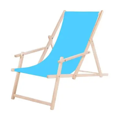 Lesen ležalnik z naslonjali za roke, moder, za vrt ali plažo.