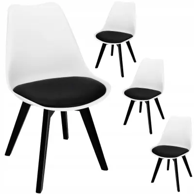 4x SKANDINAVSKI STOLI ZA KUHINJO DNEVNA SOBA MODERN LEŽALNIK Z BLAZINO