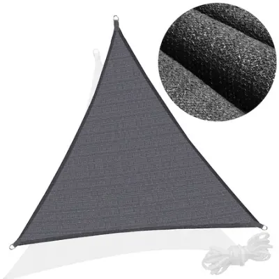 Temno sivo trikotno senčno jadro 3x3x3m.