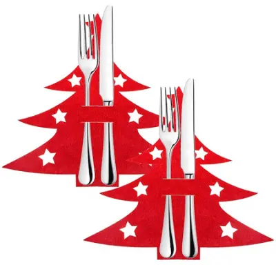 Prevleke za jedilni pribor iz filca za božič / 2 kosa