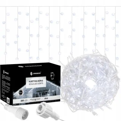 BOŽIČNE STALAKTITNE LUČKE 300LED ZUNANJA LED BLISKAVICA ČASOVNIK ZA ZAVESE