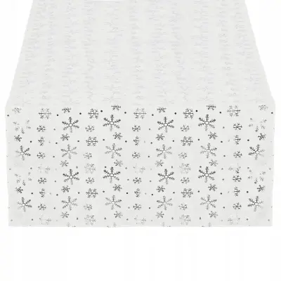 PREMIUM BOŽIČNI PRT ZA OKRASITEV MIZE 140x220 SNEŽINKE BELE
