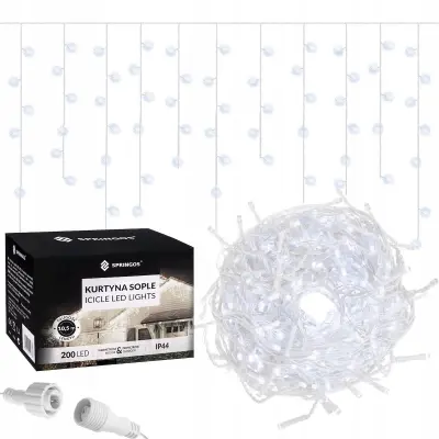 SVETLOBNA ZAVESA ICILES 200 LED SVETILK BELA 10,5 m