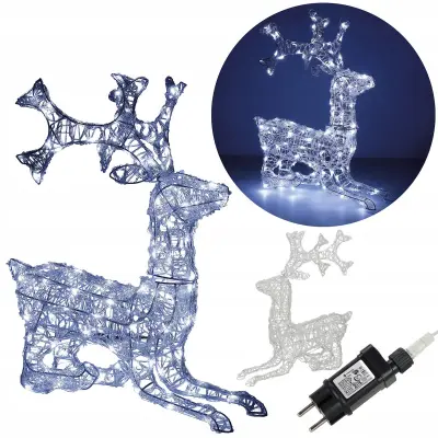 Velike svetleče severne jelene 130 LED luči hladno bele božične dekoracije