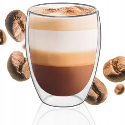 Prozoren kozarec z dvojnim dnom za kavo in čaj 350 ml