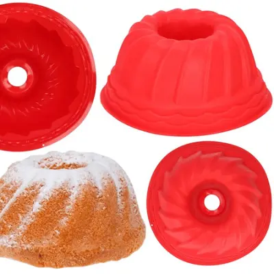 23 cm silikonski model za velikonočne torte, za peko, rdeč.