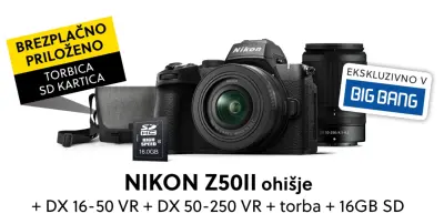 NIKON Z50II fotoaparat + 16-50mm VR + 50-250mm VR + torba + 16GB SD kartica