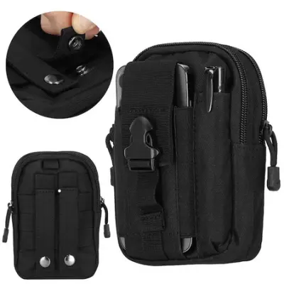 Vojaška taktična torba, črna torbica za okoli pasu