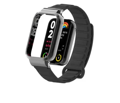 Kovinski trak za Xiaomi Mi Band 8 Pro, silikonski zapestni trak z magnetnim zapiranjem Black
