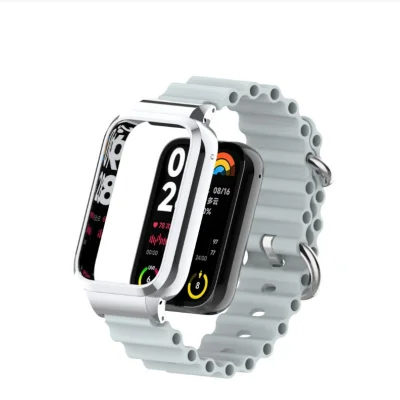 Xiaomi Band 8 Pro kovinsko ohišje Ocean Silikonski trak Grey
