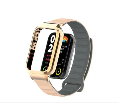 Kovinski trak za Xiaomi Mi Band 8 Pro, silikonski zapestni trak z magnetnim zapiranjem Grey