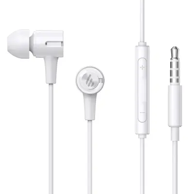 Edifier P205 In-Ear slušalke z mikrofonom in linijskim upravljanjem, 3,5 mm stereo žične slušalke - Earbuds - bela