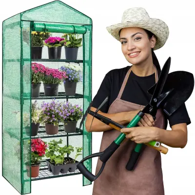 MINI VRTNI RASTLINJAK za BALKON BALKONSKA polica FOLIJA 4 POLICE 160x70x50