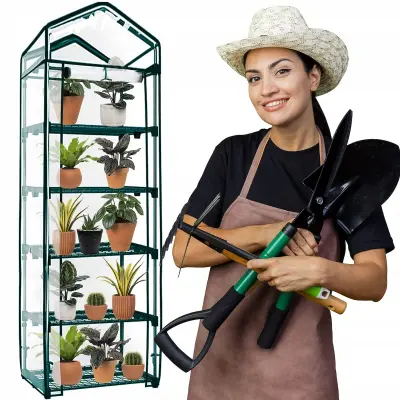 MINI VRTNI RASTLINJAK za BALKON BALKONSKI regal FOLIJA 5 POLIC 190x70x50