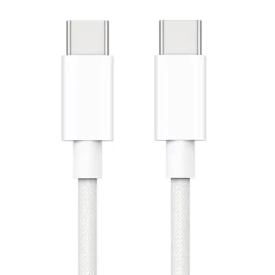 CP CBL5 Pletena žica 65 W PD USB-C v USB-C Podatkovni in polnilni kabel 1 m Bela
