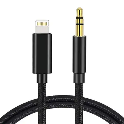 iLike AX3 Durable Braided Lightning do 3,5 mm stereo avdio priključek AUX kabel 1 m črn