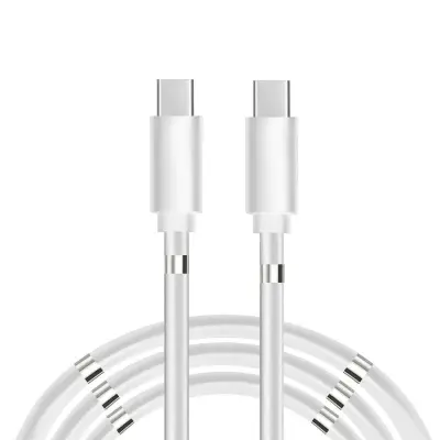 CP USB-C v USB-C PD 60W 3A Super Fast Charge iPhone 15 1m Kabel z magnetnimi organizatorskimi sponkami Bela
