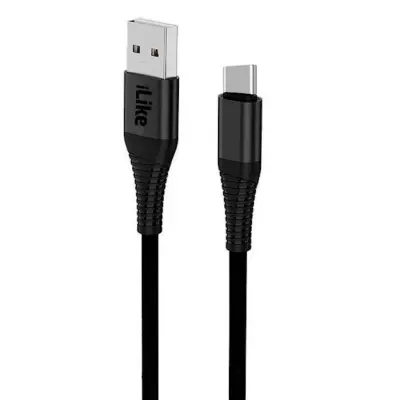 iLike ICT01 Durable TPE USB v USB-C (Type-C) Fast 3.1A Data & Charger Cable 1m Black