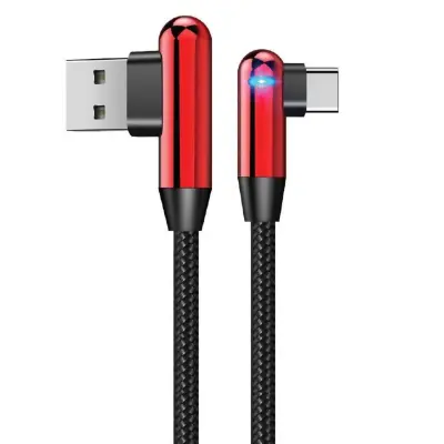 Evelatus TPC05 L-oblika iz najlona, pletena cinkova zlitina USB v USB-C Podatkovni in PD 20 W polnilni kabel 1 m rdeča