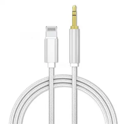 iLike AX3 Durable Braided Lightning do 3,5 mm stereo avdio priključek AUX kabel 1 m srebrn